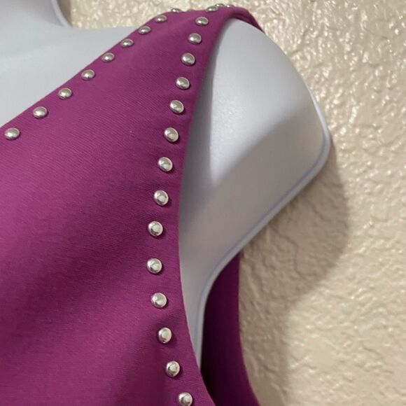 Likely Portia Purple Studded Cut Out Mini Dress Size 10 - Picture 7 of 11